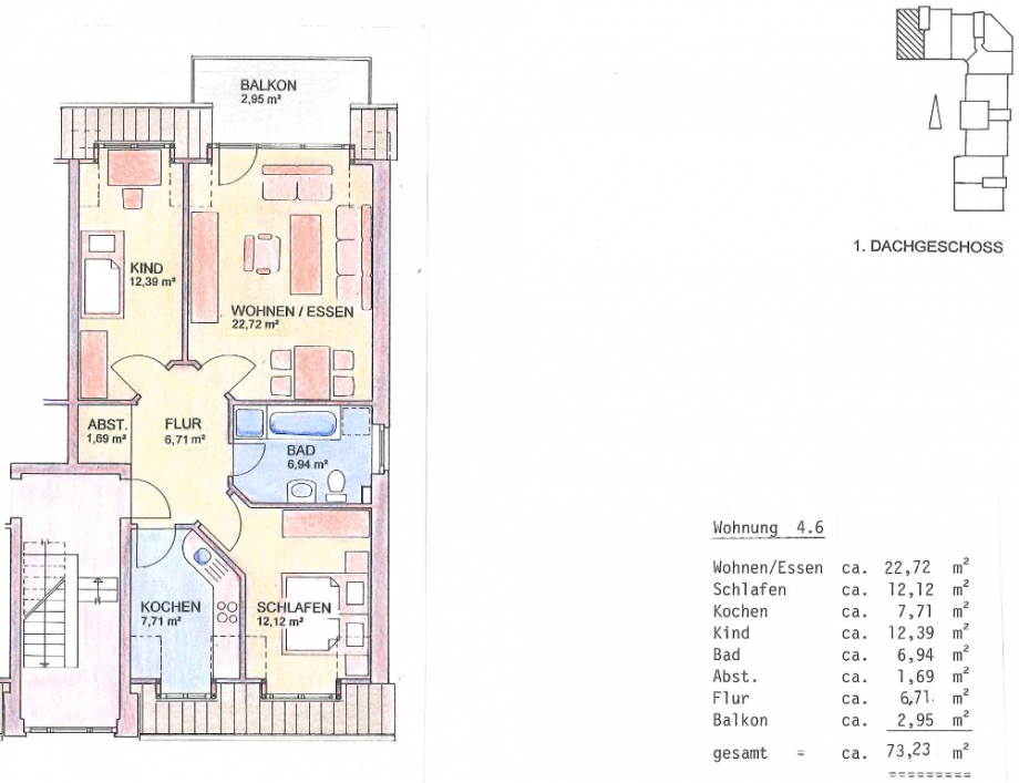 Grundriss Whg. 4.6 Etagenwohnung Norderstedt