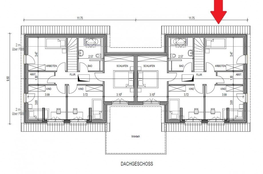Dachgeschoss Haus 15b Doppelhaush�lfte S�lfeld