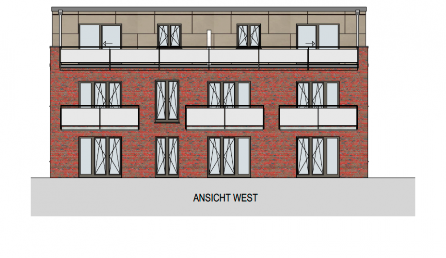 Ansicht West Erdgeschosswohnung Norderstedt
