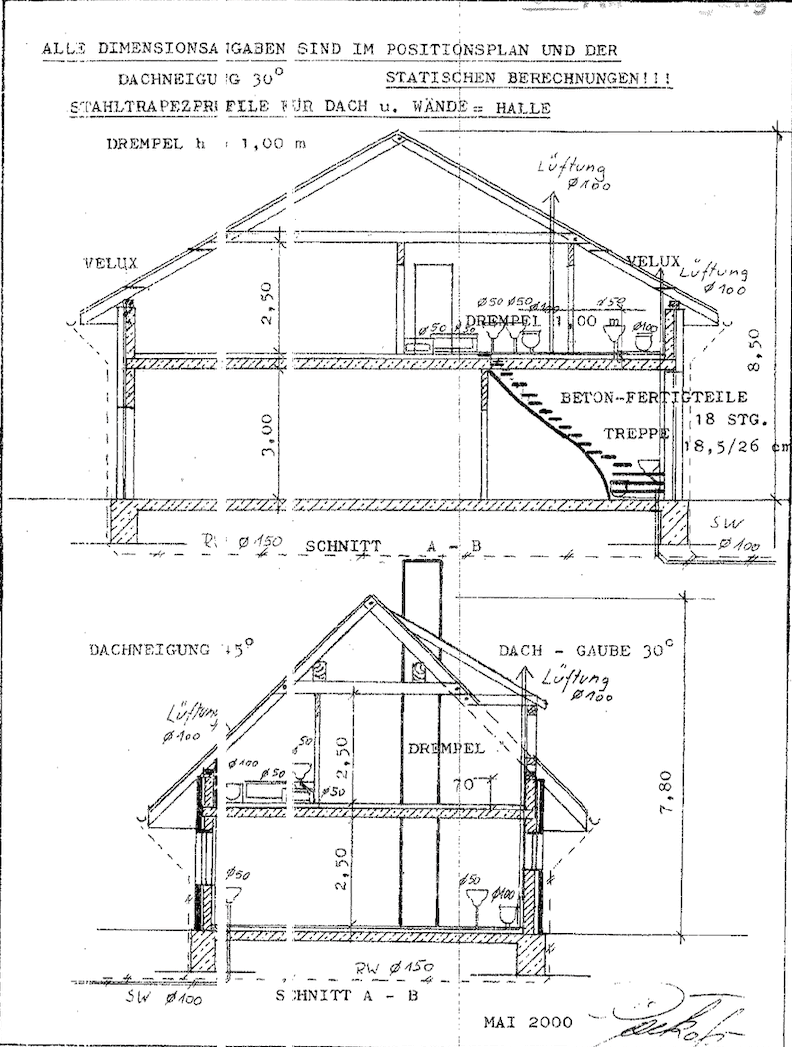 Schnitt f�r EFH u. Gewerbe Einfamilienhaus Henstedt-Ulzburg